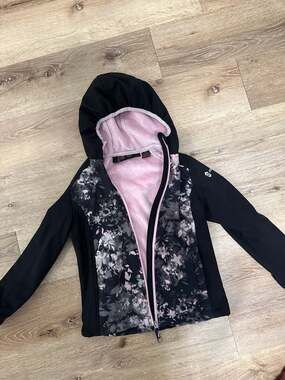 Free Country Girl's Floral Softshell Hooded Jacket with Fleece Lining - Size 7/8
